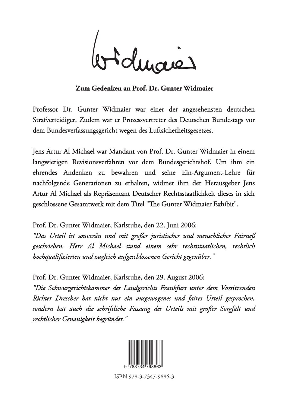 The Gunter Widmaier Exhibit Deutsche Rechtsstaatlichkeit German Edition Al Michael Jens Artur 9783734798863 Amazon Com Books