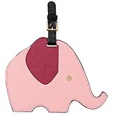 kate spade new york Round Red Vegan Leather Luggage Tag for Women, Durable Suitcase ID Tag (Elephant)
