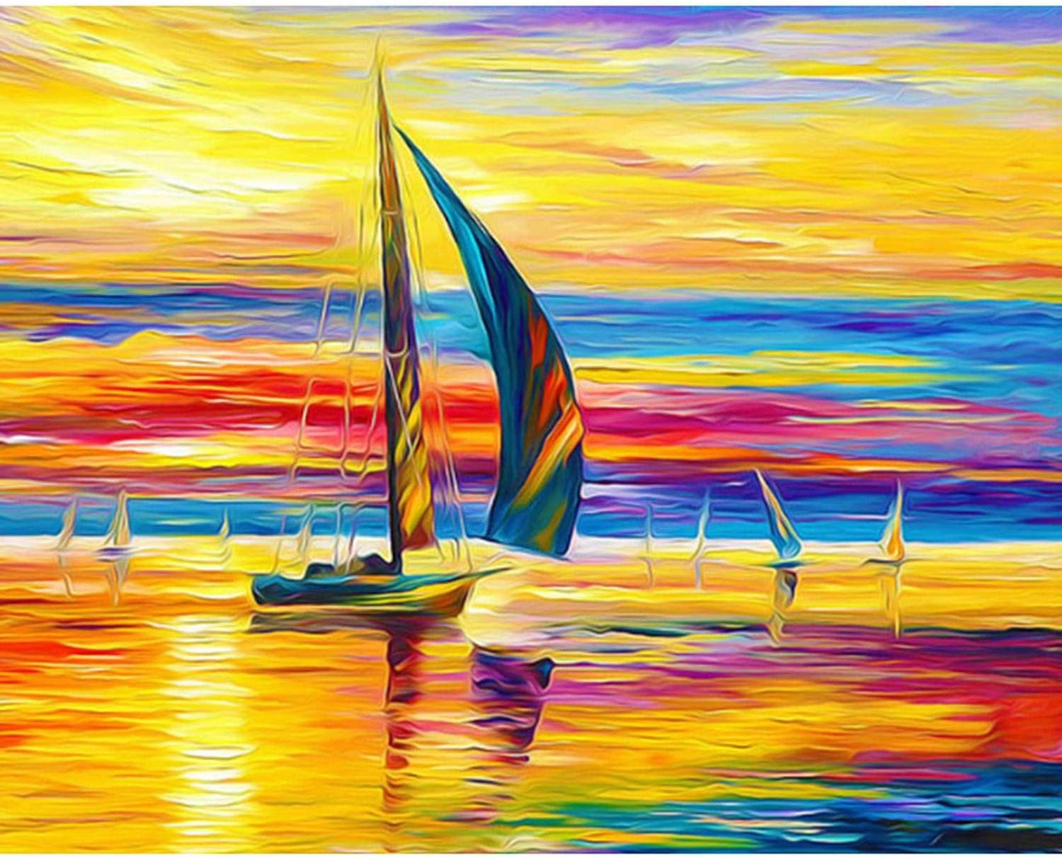 Frame Picture DIY Painting by Numbers Kit Landscape House Paint by Numbers for Adults Handpainted Painting Art,40x50cm Frame,A6