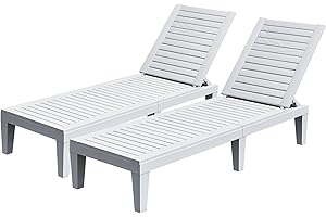YITAHOME Patio Chaise Lounge Set of 2, Adjustable Outdoor Chaise Lounge with 265lbs Weight Capacity for Backyard, Poolside, Lawn, Waterproof & Easy Assembly (Grayish-White)