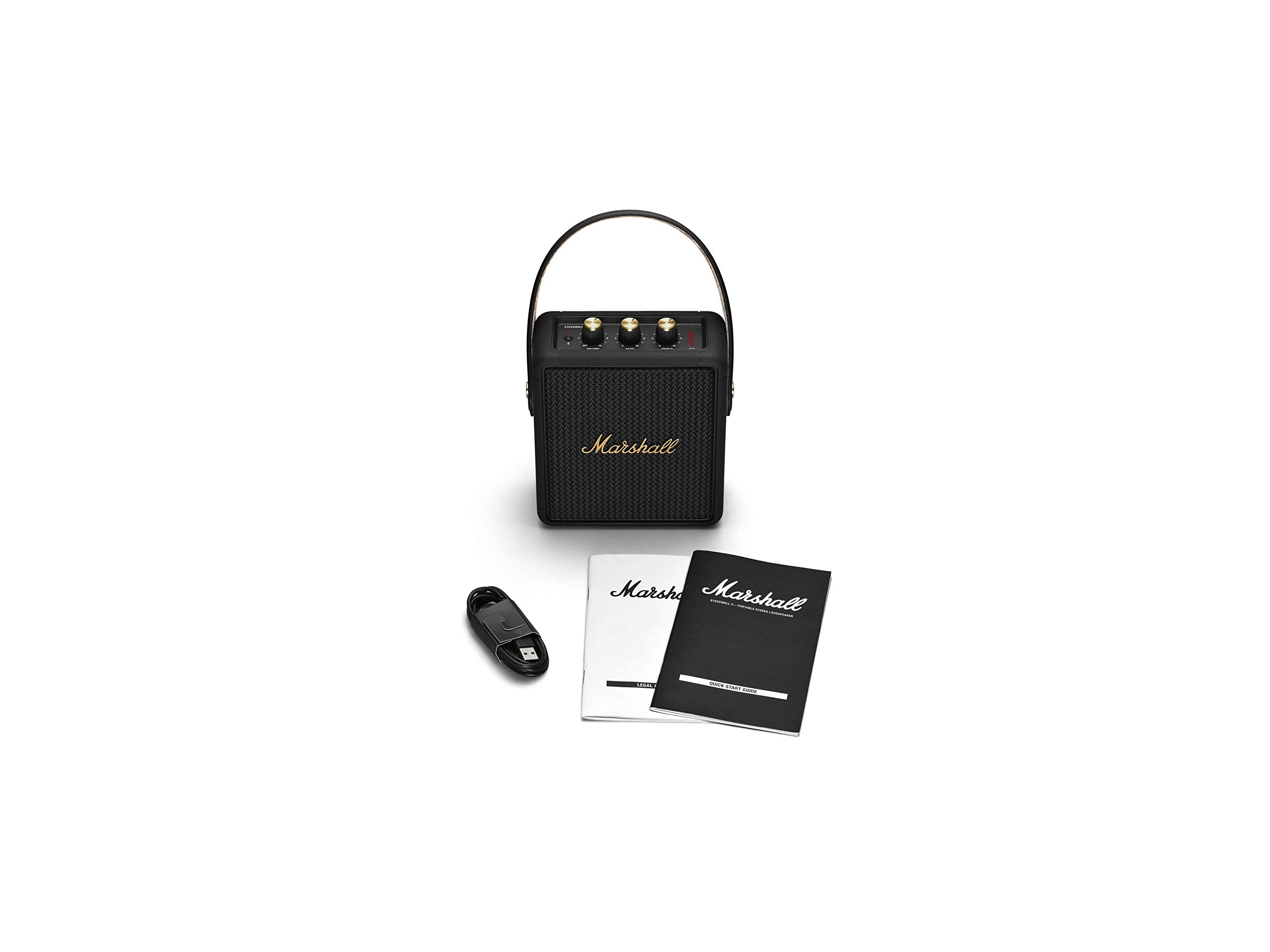 Marshall Stockwell II Portable Bluetooth Speaker, Black and Brass