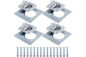 NORJIN 4 Pack Recessed D Ring Tie Down Anchors 6,000 lb Capacity, Heavy Duty Trailer Accessories with Backing Support Plates 