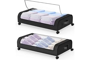 SUYUDSM Under Bed Storage, 2 Pack Under Bed Shoe Organizer Under the Bed Storage Containers with Wheels for Clothes Blankets Shoes Bedding