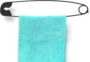DanDiBo Toallero de diseño con imperdible de seguridad, 62 cm, para pared, oficina, color negro