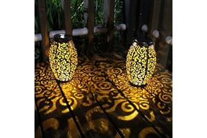 esgarden 2 Pack Upgraded 15 Lumens Outdoor Lanterns Gardening Gifts Patio Solar Lantern Hanging Powered Lights Waterproof Decorative Lamp Tabletop Decor Outside Decorations Table Christmas Gift Bronze