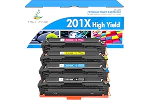 TRUE IMAGE 201X M277dw Toner Cartridge High Yield Compatible Replacement for HP 201X 201A M252dw CF400X Color Pro MFP M277dw M277c6 CF401X CF402X CF403X Printer (Black Cyan Yellow Magenta, 4-Pack)
