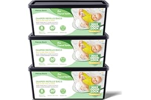 90 Diaper Refill Bags Compatible With Diaper Genie Platinum & Signature Pail - Easy Roll Refill Bags Lavender Scented & Oder 