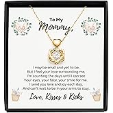 Winigolfe Design To My Mommy Necklace From Unborn Baby, Mother’s Day New Mom, Pregnant Wife Necklace, Pregnant Daughter-in-Law Gifts, Jewelry for Mom To Be, Gold Heart Knot Mommy Pendant