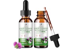 MABEFY Milk Thistle Liquid Drops, Liver Cleanse Detox & Repair with 80% Silymarin, Artichoke Leaf, Dandelion Root, Glutathione, Promotes Liver Health, Antioxidant Support, 4 Fl Oz