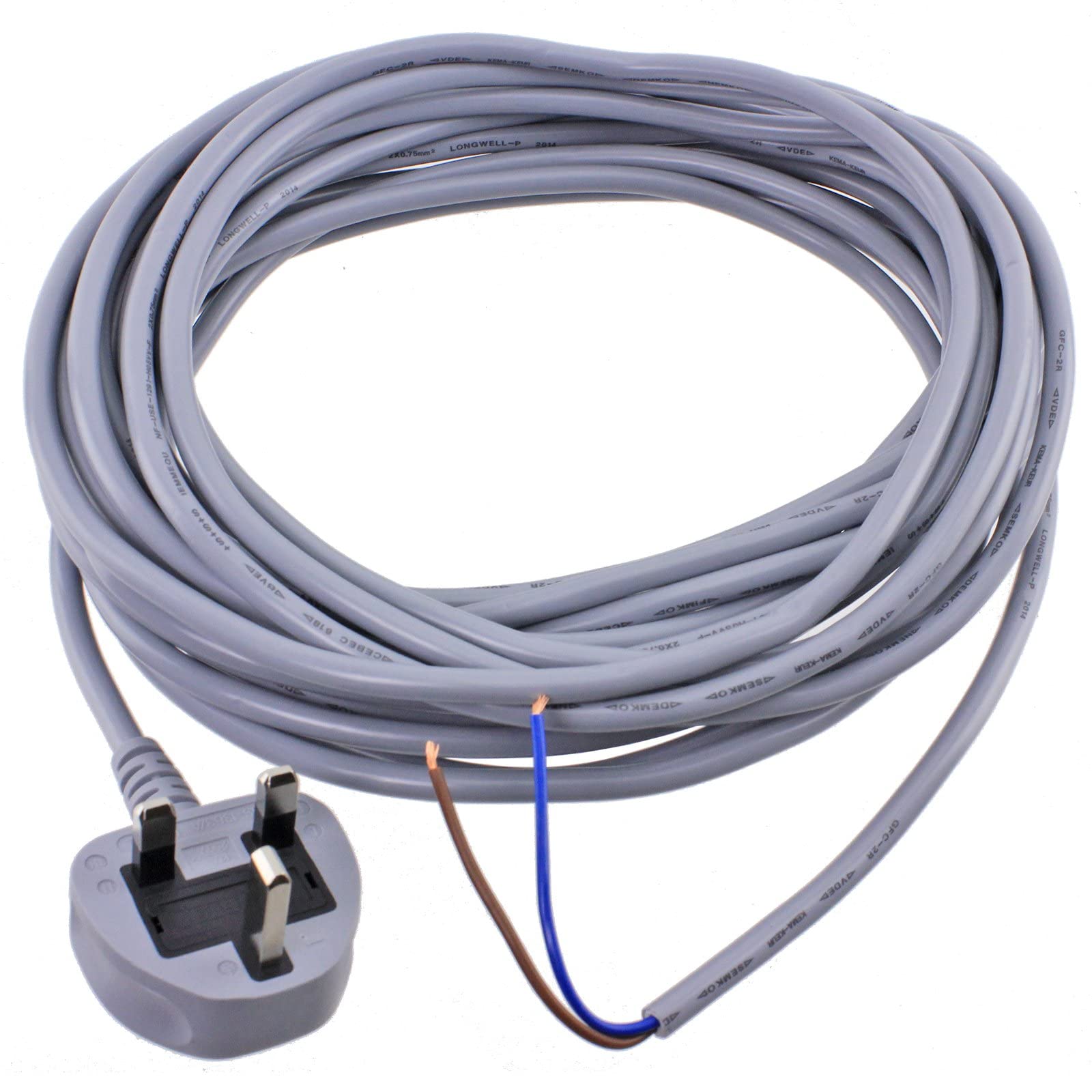 SPARES2GO Mains Cable Power Lead & Plug compatible with Dyson DC01 DC03 DC04 DC07 DC14 Vacuum Cleaners (10 Metres)
