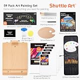 Shuttle Art 59 Pack Acrylic Painting Set with Tabletop Easel and Accessories view 2