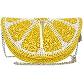 Mary Frances Tart Beaded Handbag Lemon Slice Crossbody Bag, Yellow