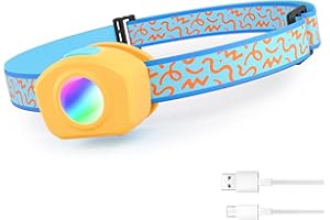 EverBrite LED Rechargeable Kids Headlamp with RGB Mode and Adjustable Headband, 3 Modes Multicolor Headlamp for Kids, Kids He