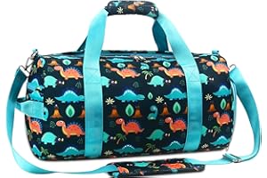 RHCPFOVR Gym Travel Duffle Bag for Girls - Gymnastics Sports Dance Bag with Shoe Compartment & Wet Pocket Dinosaur Kids Travel Bag Teens Weekender Sleepover Carry On Bag