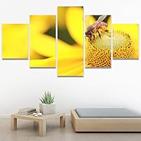 SIGNWIN 5 Panel Canvas Wall Art Modern Art Bee Butterfly Colorful Contemporary Insects Multicolor Photography for Home Decorations Ready to Hang - 60