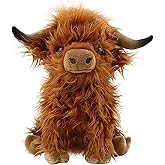 XCGNTU Scottish Highland Cow Plush Toys 11inch Soft and Cuddly Plush Stuffed Animals Suitable for Farm Home Decor,Gift for Kids (Brown)