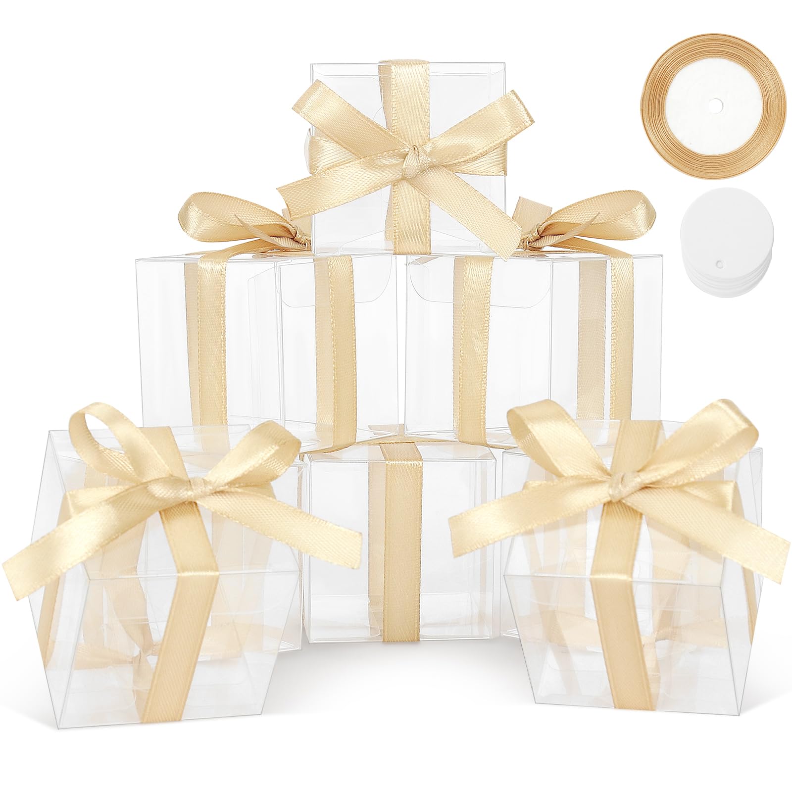 Photo 1 of COTOPHER 60pcs Clear Macaron Boxes, 4"×4"×4" Clear Single Chocolate Covered Ore Cookies Boxes Clear Favor Boxes for Wedding Baby Shower