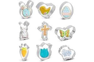 CCINEE 9pcs Easter Cookie Cutters,Egg Bunny Stainless Steel Biscuit Cutters for Easter Party Decoration Supply