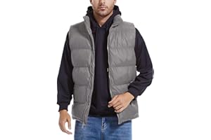Zukela Men's Puffer Vest Outerwear Puffy Sleeveless Jacket Bubble Zipper Winter outdoor Warm Water-Resistant Size M to 3XL