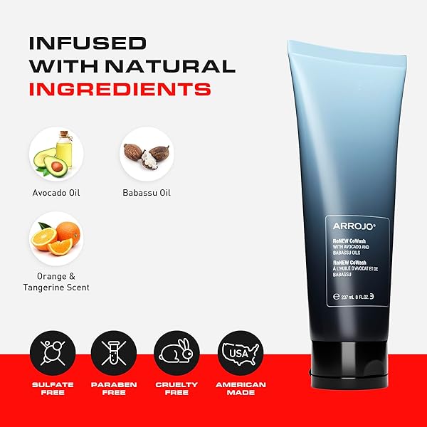 ARROJO RENEW COWASH, 8OZ – SULFATE & PARABEN FREE CLEANSING CONDITIONER FOR COLOR TREATED HAIR – VEGAN, NON-FOAMING CLEANSER WITH AVOCADO & BABASSU OILS FOR CURLY & DRY HAIR