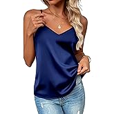 Zeagoo Women's Silk Satin Tank Tops 2026 V Neck Adjustable Spaghetti Strap Sleeveless Camisole Summer Basic Blouse