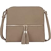 SG SUGU Lightweight Medium Crossbody Bag Shoulder Bag with Tassel and Zipper Pocket