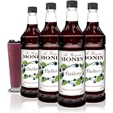 Monin - Blackberry Syrup, Soft and Succulent, Great for Cocktails, Lemonades, and Sodas, Gluten-Free, Non-GMO (1 Liter, 4-Pack)
