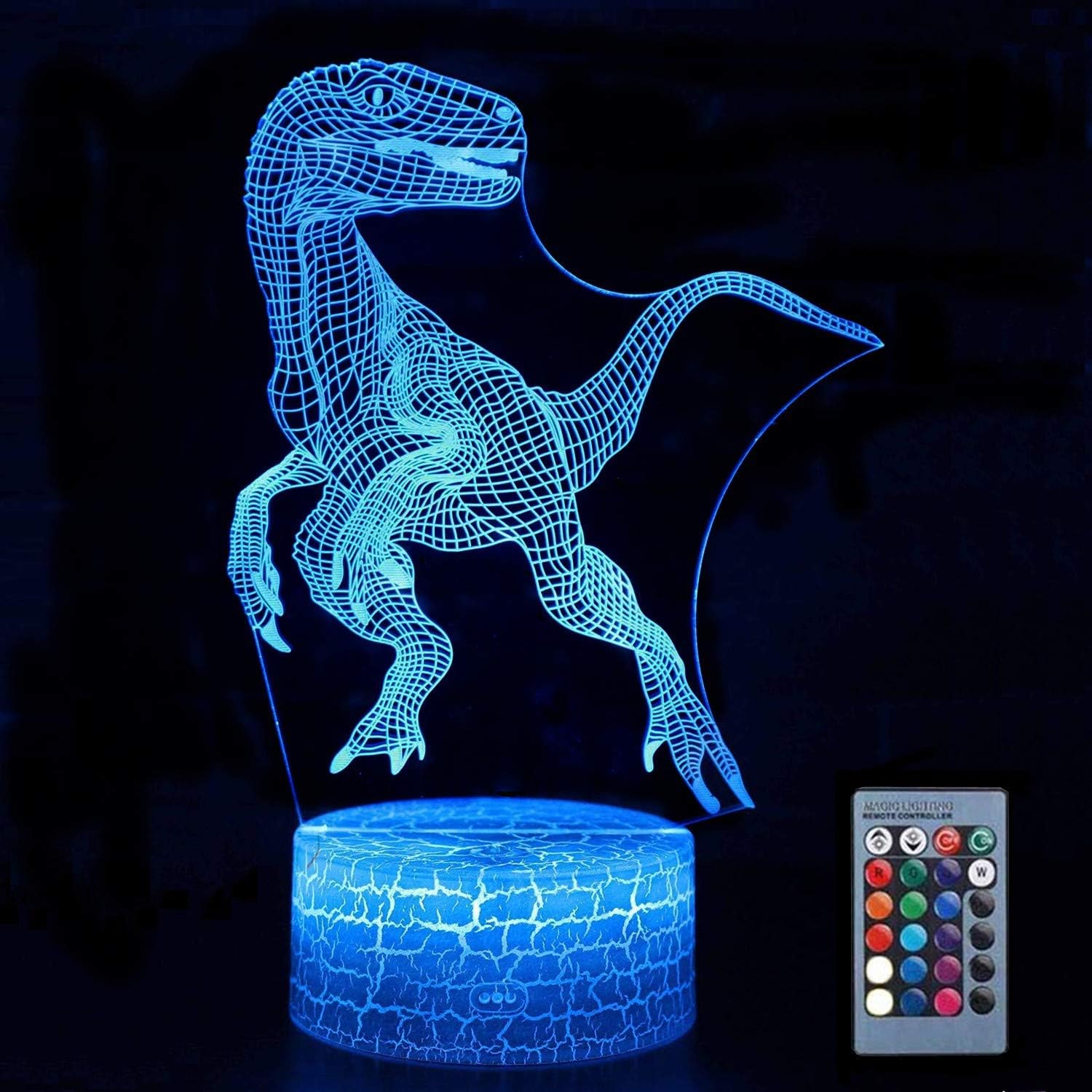 Zoohao 3D Dinosaur Night Light,3D visualization Illusion LED Table Light with Touch Button,ABS Base&Acrylic Flat&USB Charger for Room Decorative or Gifts for Friends/Kids