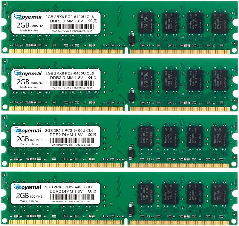 D DUOMEIQI 8GB DDR2 800MHz PC2-6400 RAM 4x2GB Desktop Memory Kit 240 Pin CL6