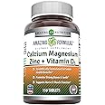 Amazing Formulas Calcium Magnesium Zinc + D3-Tablets (Non-GMO,Gluten Free) (Calcium 1000mg - Magnesium 400mg - Zinc 25mg Plus