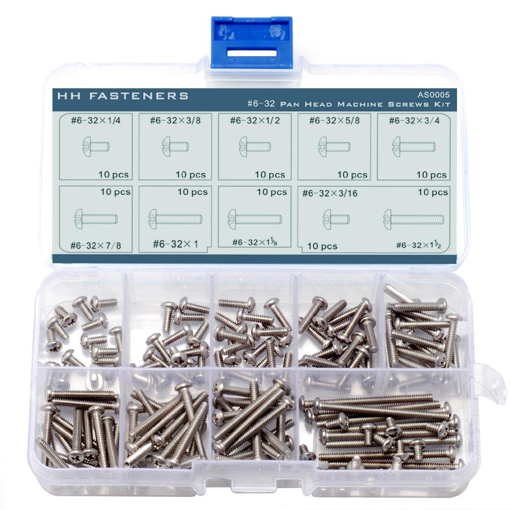 496-Piece Stainless Steel Phillips Pan Head Machine Screw Assortment Kit With Matching Nuts