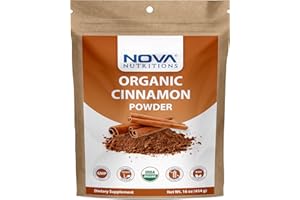 Nova Nutritions Certified Organic Cinnamon Powder 16 OZ (454 gm) - Cinnamomum Verum (Bark)