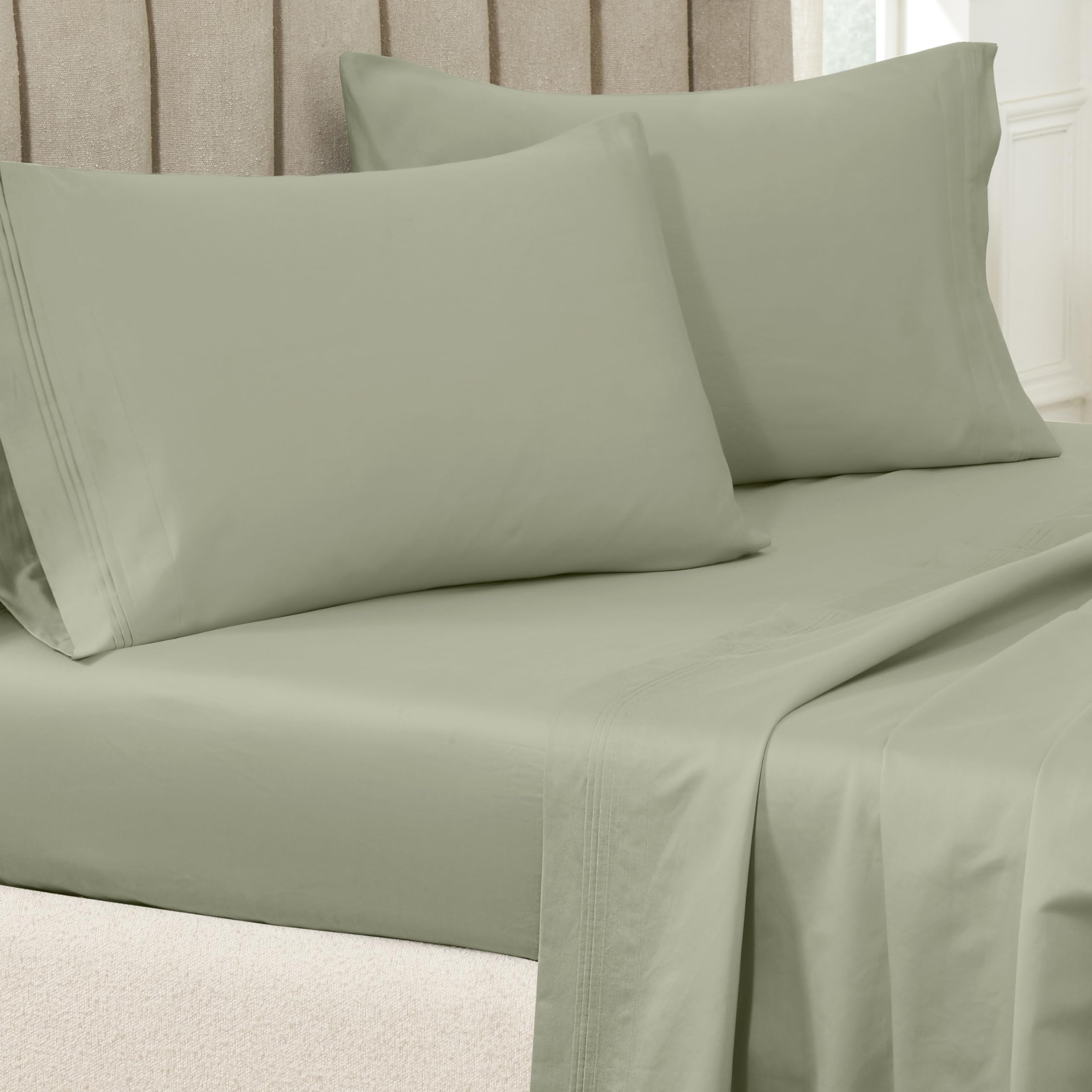 100% Premium Long-Staple Combed Cotton 650 Thread Count, Standard 2-Piece Pillowcase Set, Single Ply, Solid, Sage โ image 1