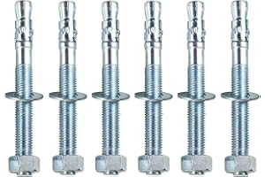 Metalsuberg 5/8"x6" Wedge Anchor by Zinced of Heavy-Duty Fastener for Cement and Concrete (6pcs Pack)