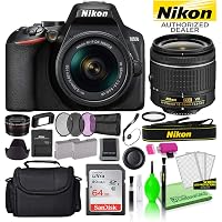 Nikon D3500 24.2MP DSLR Digital Camera with AF-P DX 18-55mm Lens (1590) USA Model Deluxe Bundle -Includes- Sandisk 64GB SD Card + Large Camera Bag + Filter Kit + Spare Battery + Telephoto Lens + More