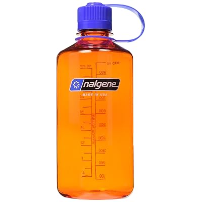 Nalgene Tritan 32-Ounce Narrow Mouth BPA-Free Water Bottle, Orange wBlue Cap