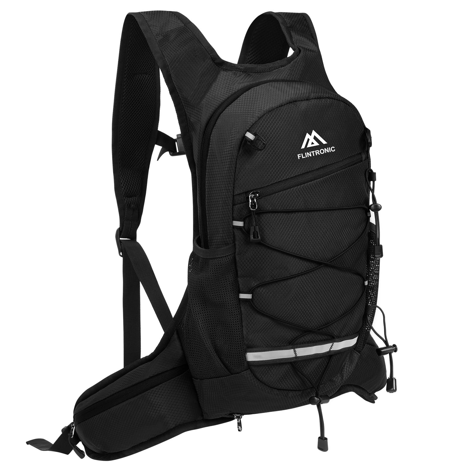 Flintronic Lightweight Breathable Bike Backpack, 8L Waterproof Breathable Cycling Bicycle Rucksack, Hydration Backpack, Reflective Bag, Foldable Running Daypack for Cycling, Jogging, Hiking-Black
