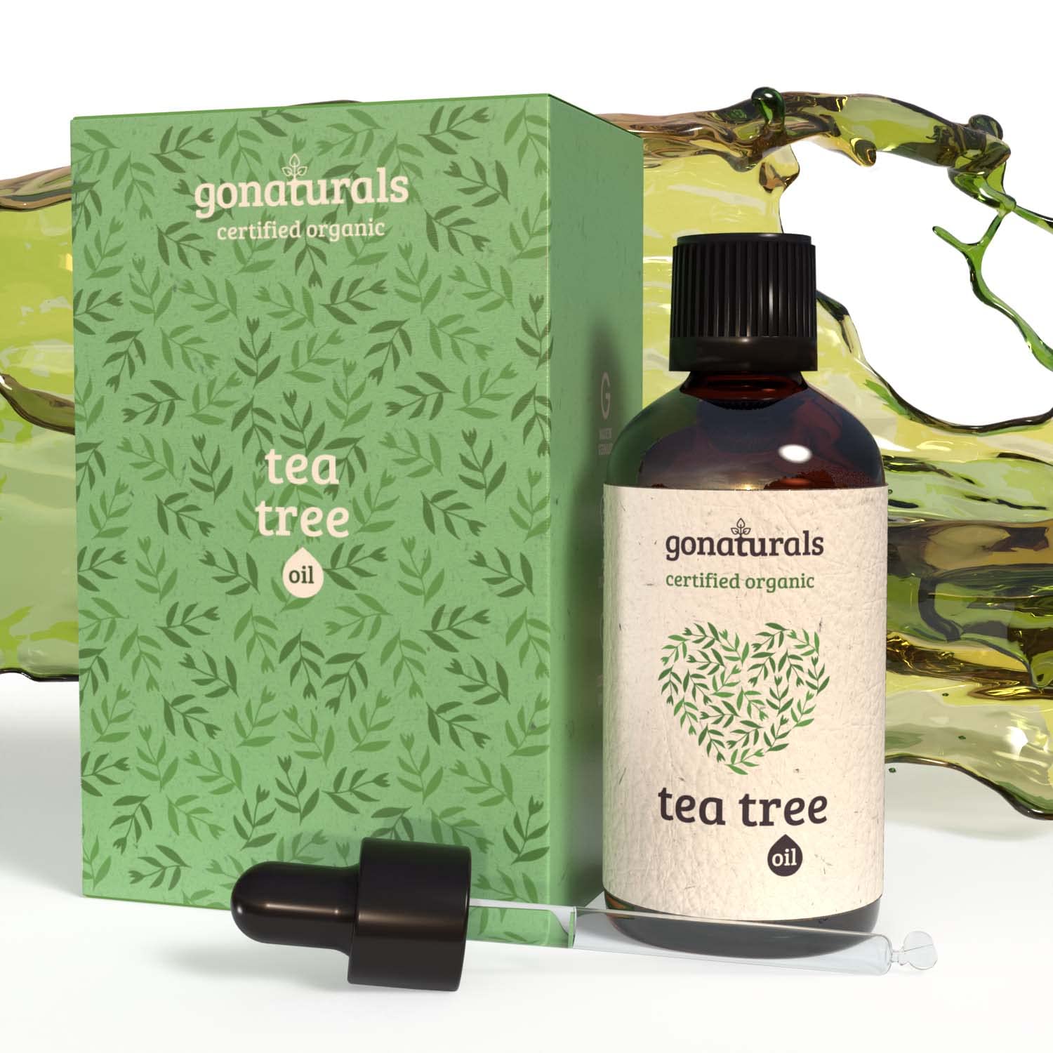 GONATURALS® Pure Tea Tree Oil for Skin, Hair & Body, Anti-Aging, Itch & Acne, Fragrance-Free, 100% Vegan Premium Oil for Hair Growth, Natural, Safe & Versatile for DIY Beauty, Made in Germany, 50ml
