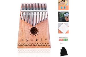 TODO Kalimba Thumb Piano 17 Keys with Mahogany Wood with Tune Hammer and Finger Covers & More Study Instruction, Gift for Kids Adult Beginners