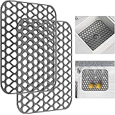 Silicone Sink Mat 2PCS TOOVEM Sink Protectors for Kitchen Sinks, Non-Slip Folding Grid for Bottom of Farmhouse Stainless Stee