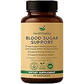 Herb Vitality Blood Sugar Support Supplement with Cinnamon, Bitter Melon – Supports Healthy Blood Sugar Levels Already Within Normal ranges | Licorice Root Extract - 60 Capsules