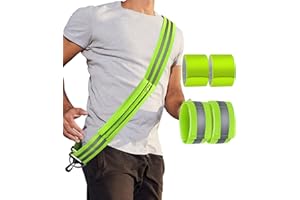 BEBJUIL Reflective Running Gear,Reflective Belt Sash with Storage Bag,Reflective Bands,Reflectors Armband for Women Men,Safety Reflective Straps Bracelets for Running,Cycling,Walking 5 Pack