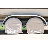 TCP Global Set of 4 Canvas Wheel Tire Covers for RV Auto Truck Car Camper Trailer to 28" Diameter