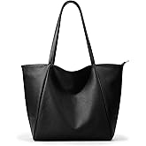 KALIDI Large Tote Bag Vegan Leather Casual Zipper Work Bag Weekender Hobo for Women 23L Oversize Shoulder Travel Purse