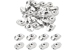 uxcell 50Pcs M3 t Nuts Sliding t Slot Nut Fastener Carbon Steel Nickel Plated Half Round Roll in Sliding Aluminum Profile Acc