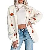 Women's Halloween Pumpkin Knit Cardigan Long Sleeve Open Front Knitted Sweater Fall Outwear Coat Tops