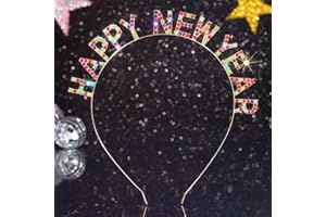Jovono Happy New Year Headbands Rhinestone Christmas Hairband Crystal New Year Eve Hair Hoop Xmas Sparkly Party Headwear for Women and Girls(1Pcs)