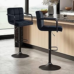 Furniliving Adjustable Barstools with Back, Black