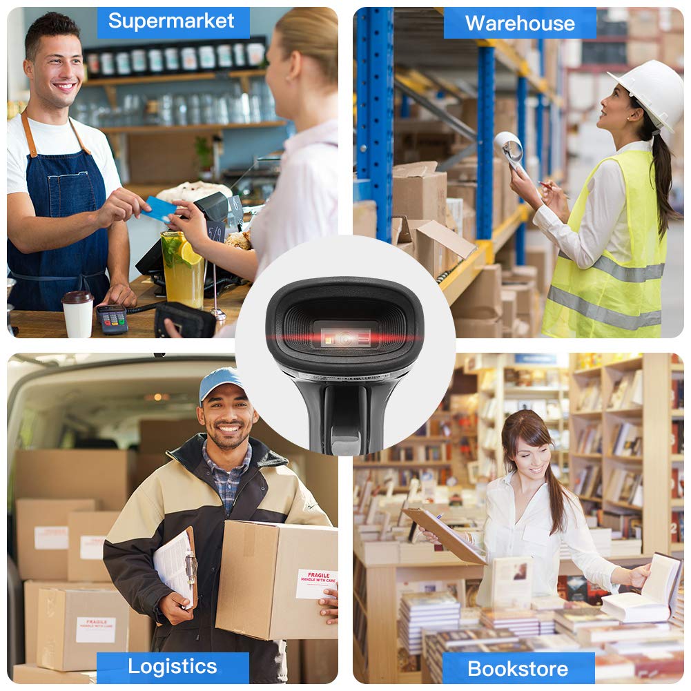 Eyoyo USB QR 2D Barcode Scanner, Handheld Wired Bar Code Reader PDF417 Data Matrix for Mobile Payment, Pos System, Supermarket Inventory Management, Plug and Play, Extra Long USB Cable