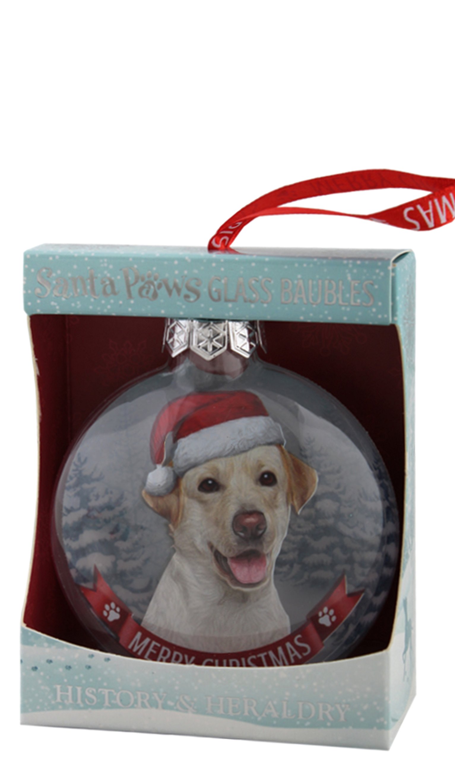 Santa Paws Glass Ornaments Santa Paws Glass Bauble - Labrador - Yellow Ornament, Multicolor